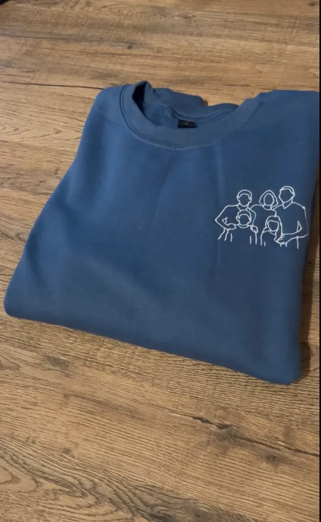 Unisex Hoodie lijntekening (S, Wit, Rood)